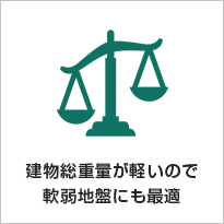 建物総重量が軽いので軟弱地盤にも最適